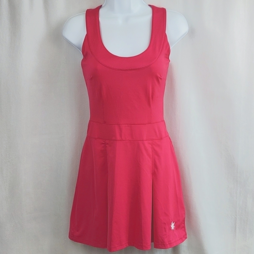 Boast Pleated Scoop Neck Tennis Dress - Fuchsia pink - size XS